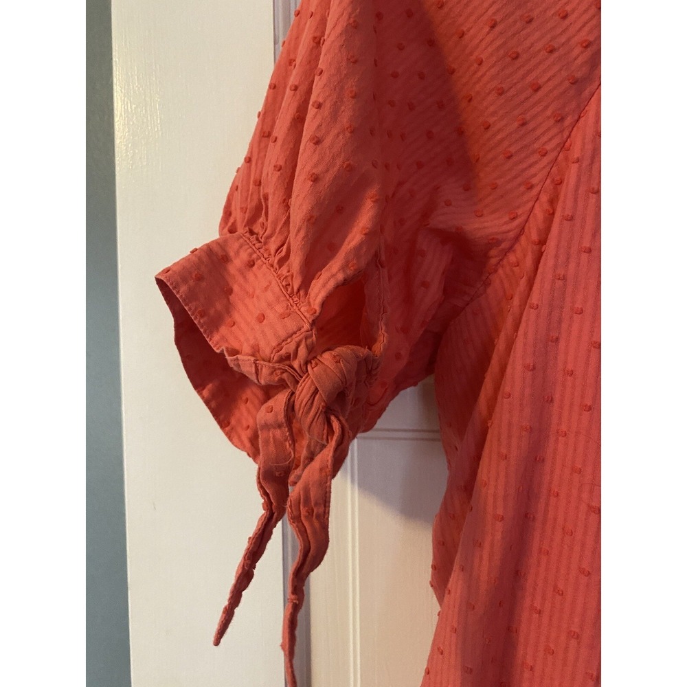 LC Lauren Conrad Womens Sz XXL Swiss Dot Pink Tie Sleeve Feminine Button Down - Picture 3 of 10